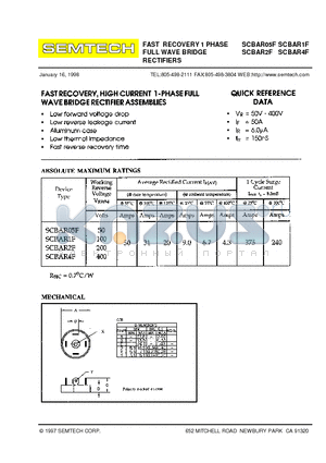 SCBAR05F datasheet - FAST RECOVERY 1 PHASE FULL WAVE BRIDGE RECTIFIERS