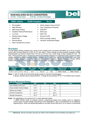 SRBC-10A2A0 datasheet - NON-ISOLATED DC/DC CONVERTERS