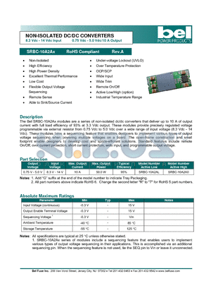 SRBC-10A2AL datasheet - NON-ISOLATED DC/DC CONVERTERS