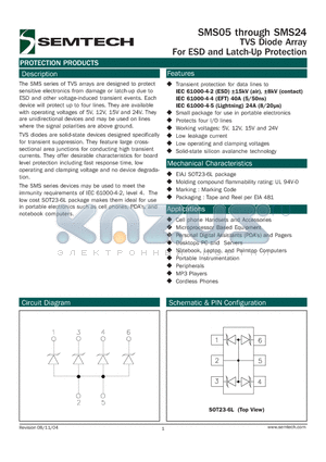 SMS05.TCT datasheet - TVS Diode Array For ESD and Latch-Up Protection