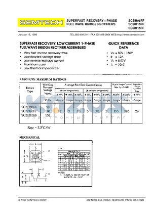 SCBH10FF datasheet - SUPERFAST RECOVERY 1 PHASE FULL WAVE BRIDGE RECTIFIERS