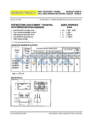 SCBK05F datasheet - FAST RECOVERY 1 PHASE FULL WAVE BRIDGE RECTIFIERS