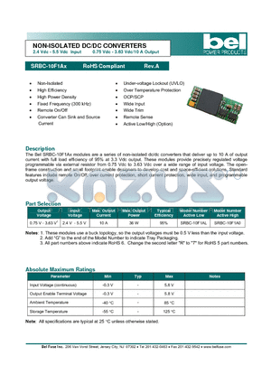 SRBC-10F1AL datasheet - NON-ISOLATED DC/DC CONVERTERS