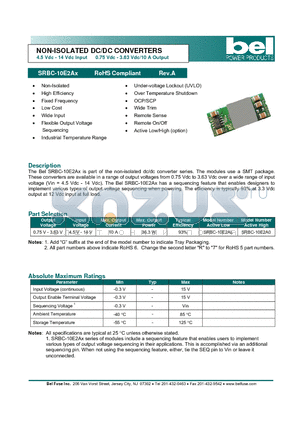 SRBC-10E2AX datasheet - NON-ISOLATED DC/DC CONVERTERS