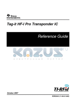 SCBU045 datasheet - Tag-it HF-I Pro Transponder IC