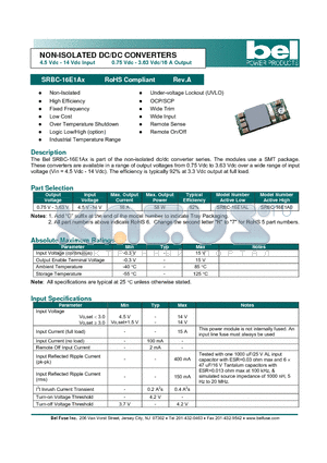 SRBC-16E1AL datasheet - NON-ISOLATED DC/DC CONVERTERS