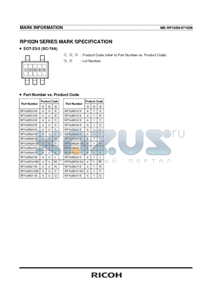 RP102N281B datasheet - MARK SPECIFICATION