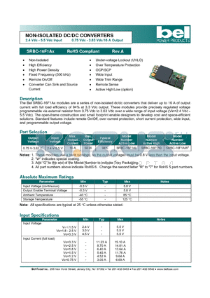 SRBC-16F1A datasheet - NON-ISOLATED DC/DC CONVERTERS