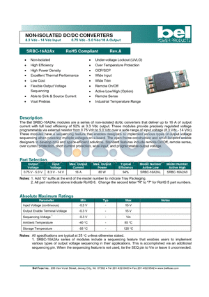 SRBC-16A2AX datasheet - NON-ISOLATED DC/DC CONVERTERS