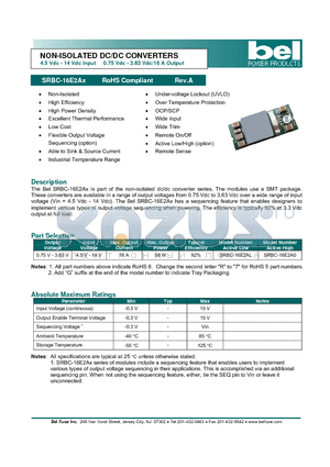 SRBC-16E2A0 datasheet - NON-ISOLATED DC/DC CONVERTERS