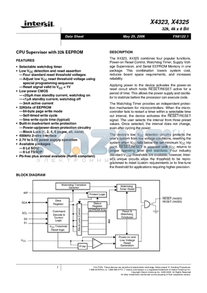 X4323 datasheet - CPU Supervisor with 32k EEPROM