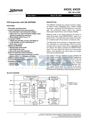 X4323S8 datasheet - CPU Supervisor with 32K EEPROM