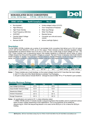 SRBC-16F2BX datasheet - NON-ISOLATED DC/DC CONVERTERS