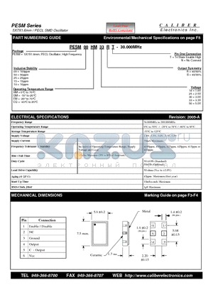 PESM25GMART datasheet - 5X7X1.6mm / PECL SMD Oscillator