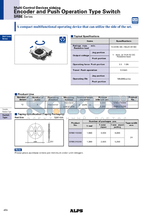 SRBE110300 datasheet - Encoder and Push Operation Type Switch