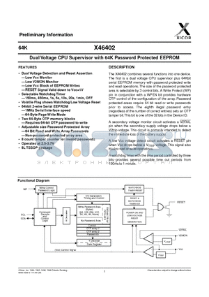 X46402V8-3.1 datasheet - Dual Voltage CPU Supervisor with 64K Password Protected EEPROM