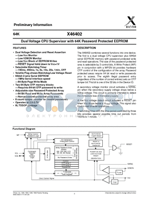 X46402V8-3.1A datasheet - Dual Voltage CPU Supervisor with 64K Password Protected EEPROM