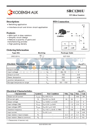 SRC1201U datasheet - NPN Silicon Transistor