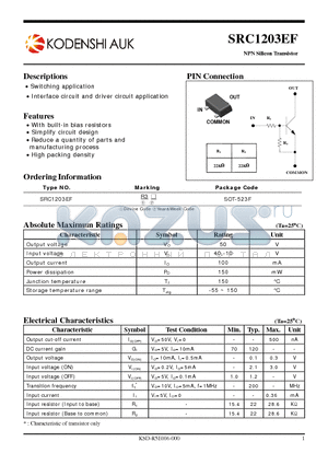 SRC1203EF datasheet - NPN Silicon Transistor