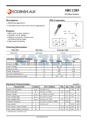 SRC1203 datasheet - NPN Silicon Transistor