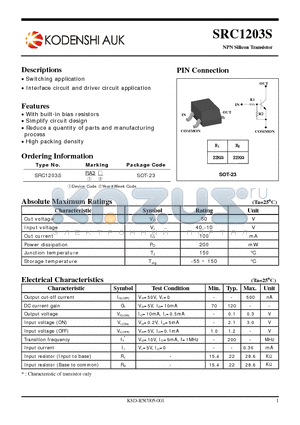 SRC1203S datasheet - NPN Silicon Transistor