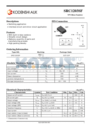 SRC1203SF datasheet - NPN Silicon Transistor