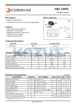 SRC1203U datasheet - NPN Silicon Transistor