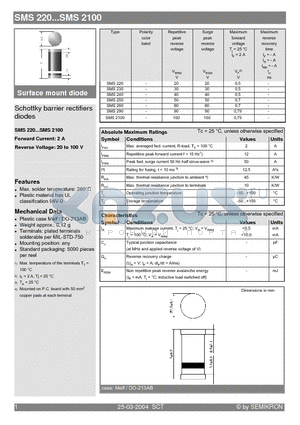 SMS230 datasheet - Schottky barrier rectifiers diodes