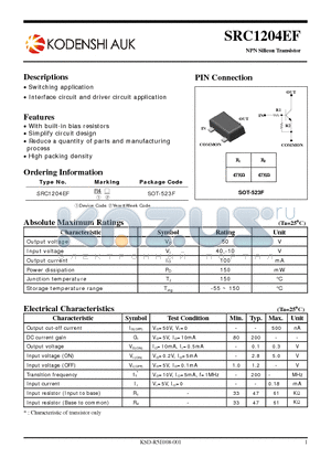 SRC1204EF datasheet - NPN Silicon Transistor