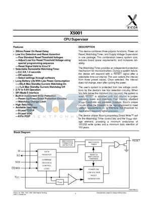 X5001P datasheet - CPU Supervisor