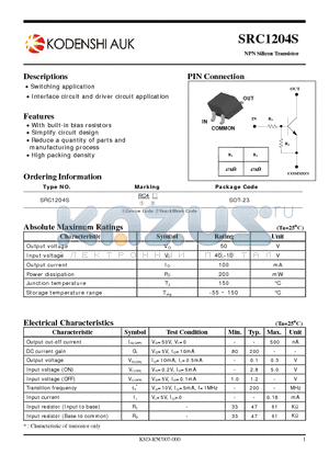 SRC1204S datasheet - NPN Silicon Transistor