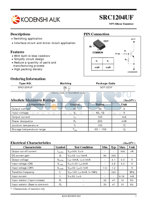 SRC1204UF datasheet - NPN Silicon Transistor