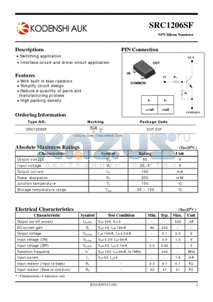 SRC1206SF datasheet - NPN Silicon Transistor