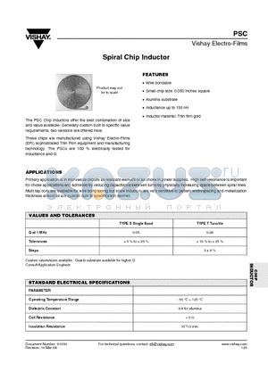 PSCS/T1401L datasheet - Spiral Chip Inductor