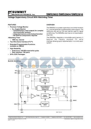 SMS2902 datasheet - Voltage Supervisory Circuit With Watchdog Timer