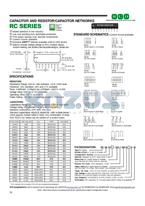 RC0801-101J100J datasheet - CAPACITOR AND RESISTOR/CAPACITOR NETWORKS