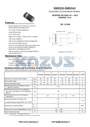 SMS2A0 datasheet - Surface Mount Schottky Barrier Rectifiers