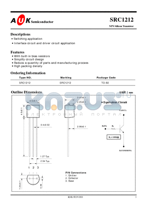 SRC1212 datasheet - NPN Silicon Transistor