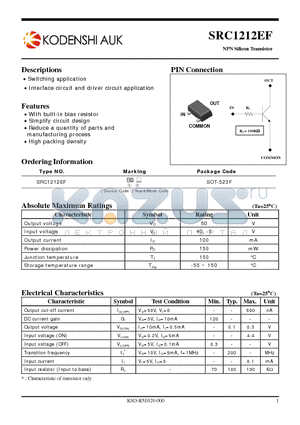 SRC1212EF datasheet - NPN Silicon Transistor