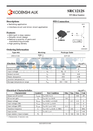 SRC1212S datasheet - NPN Silicon Transistor