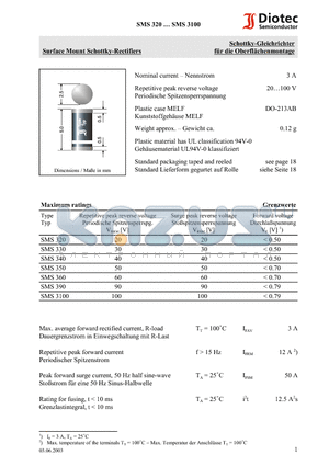 SMS3100 datasheet - Surface Mount Schottky-Rectifiers