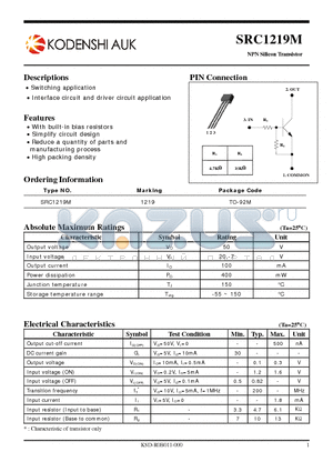 SRC1219M datasheet - NPN Silicon Transistor