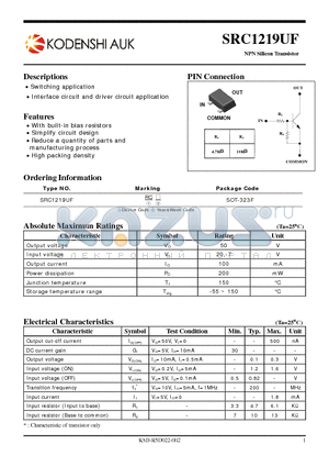 SRC1219UF datasheet - NPN Silicon Transistor