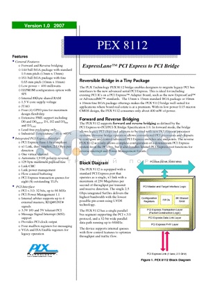 PEX8112RDK-R datasheet - ExpressLane PCI Express to PCI Bridge