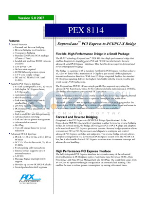 PEX8114-BD13BI datasheet - PCI Express-to-PCI/PCI-X Bridge