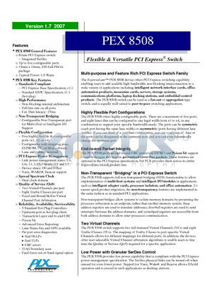 PEX8508RDK datasheet - Flexible & Versatile PCI Express^ Switch