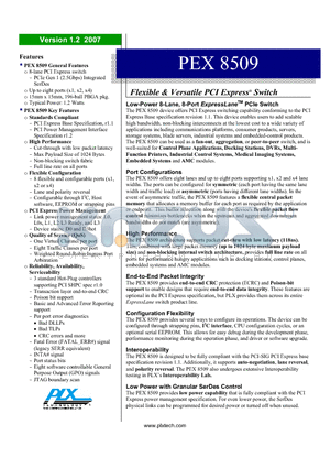 PEX8509-AA25BI datasheet - Flexible & Versatile PCI Express^ Switch