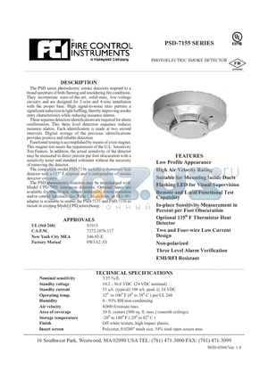 PSD-7155 datasheet - Photoelectric smoke detector