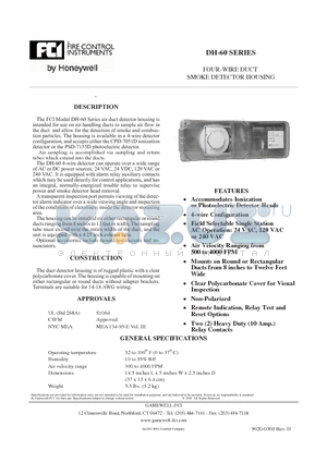 PSD-7155D datasheet - Duct Housing, 4-wire, less detector head