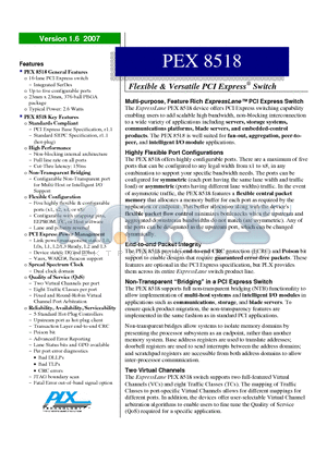 PEX8518-AC25BI datasheet - Flexible & Versatile PCI Express^ Switch